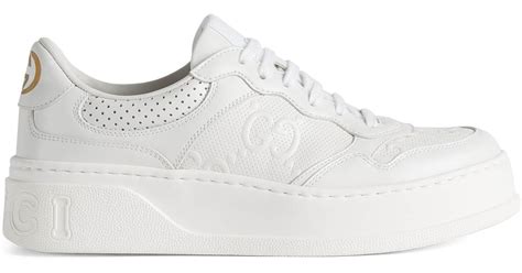 gucci gg white sneakers|Gucci gg embossed sneakers.